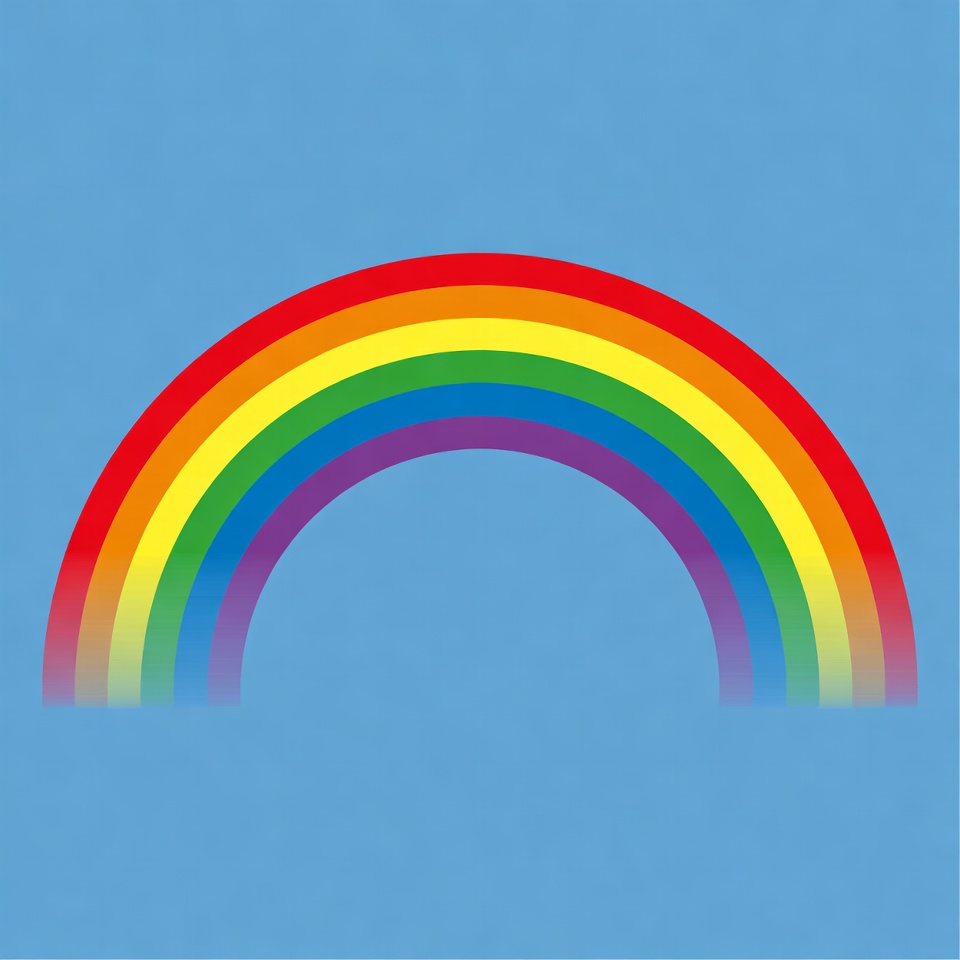 Colorful Rainbow on Blue Sky Colorful Rainbow on Blue Sky