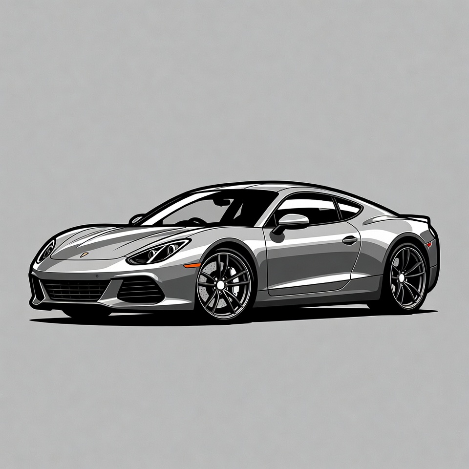 Silver Supercar Illustration Silver Supercar Illustration