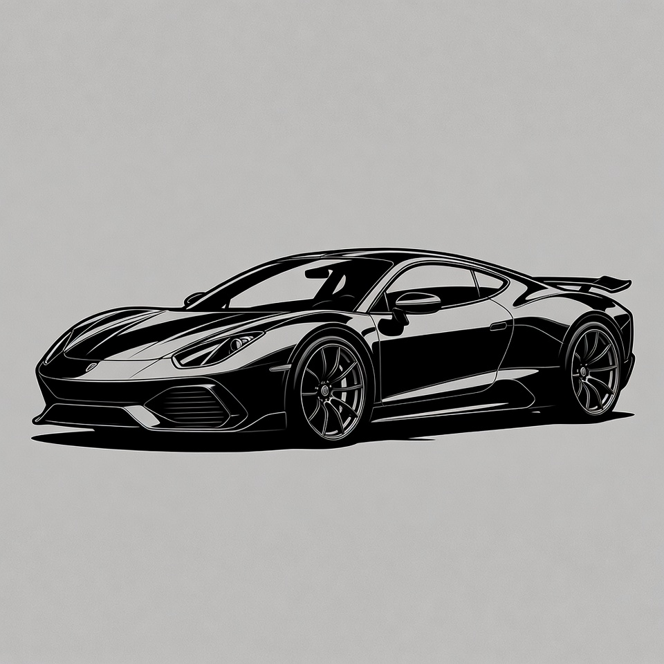 Black Supercar Silhouette Illustration Black Supercar Silhouette Illustration