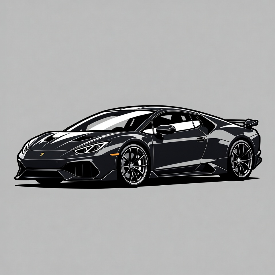Black Lamborghini Huracan Performante Illustration Black Lamborghini Huracan Performante Illustration
