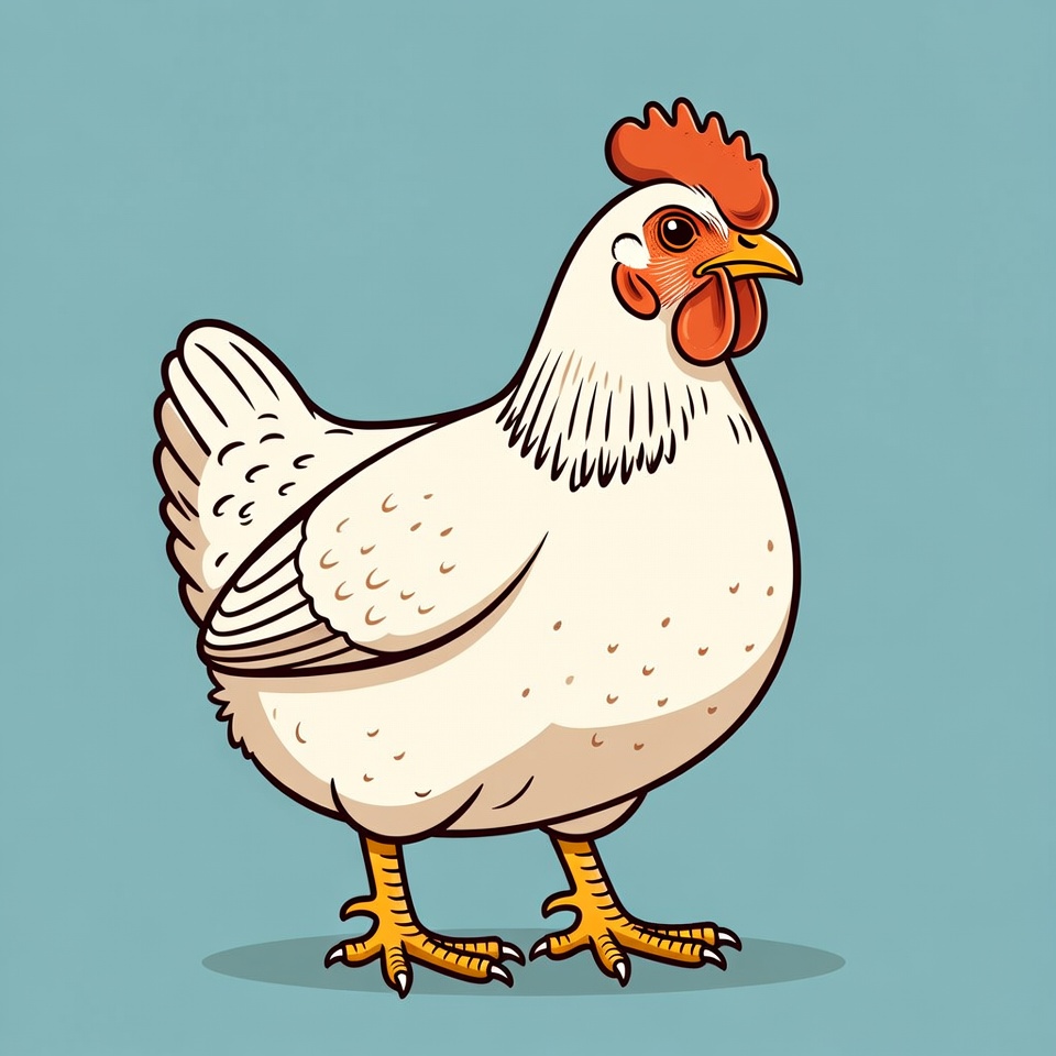 White rooster illustration White rooster illustration