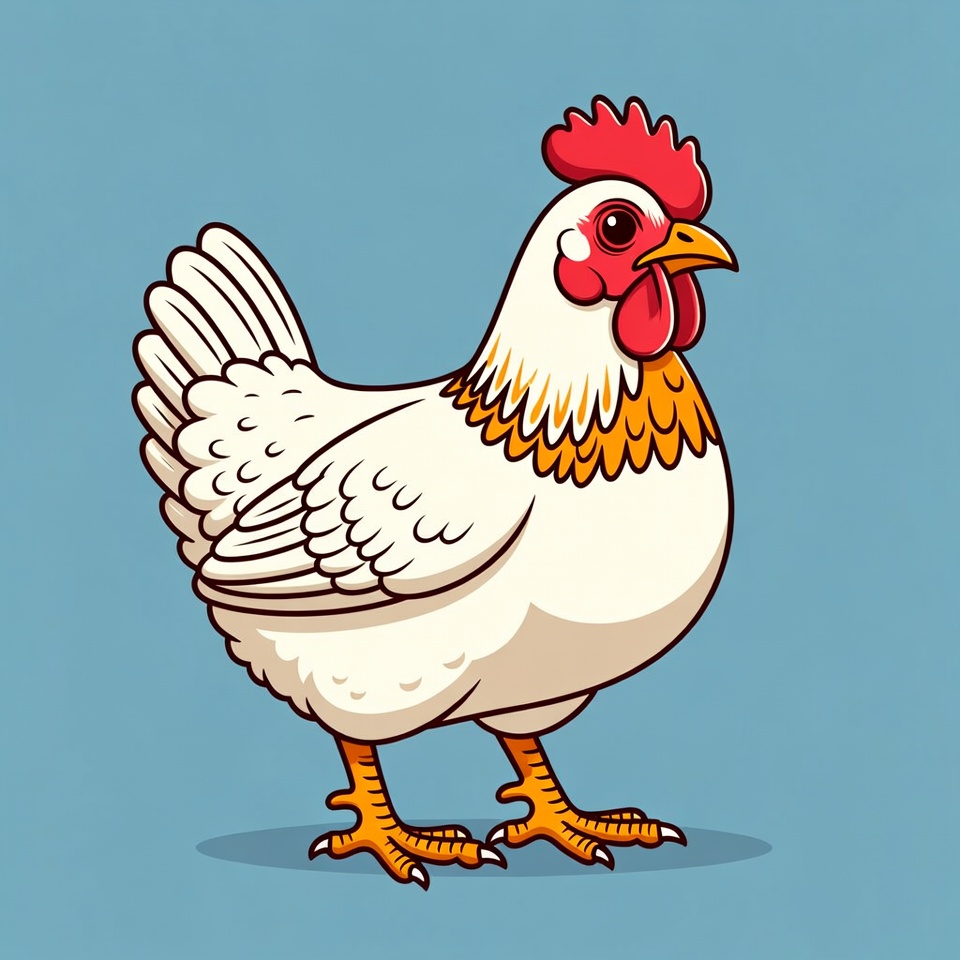 Cartoon white hen standing Cartoon white hen standing
