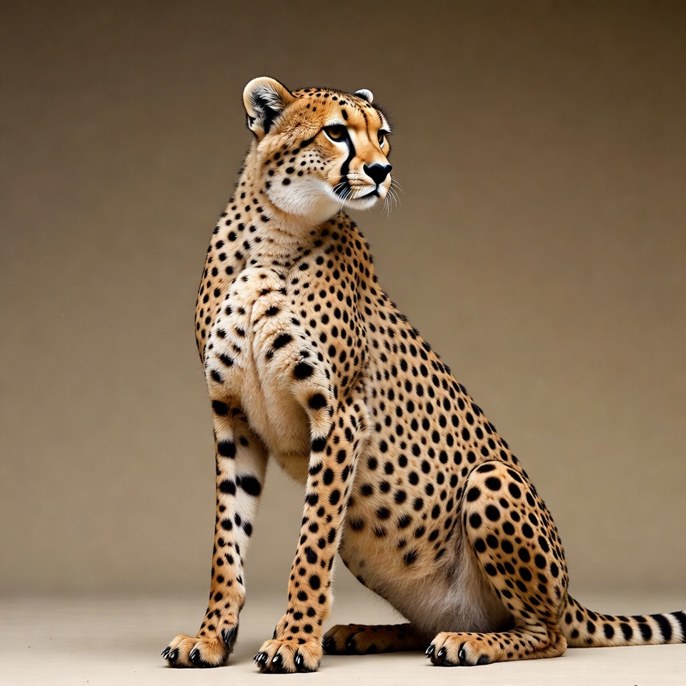 Cheetah sitting on beige background Cheetah sitting on beige background