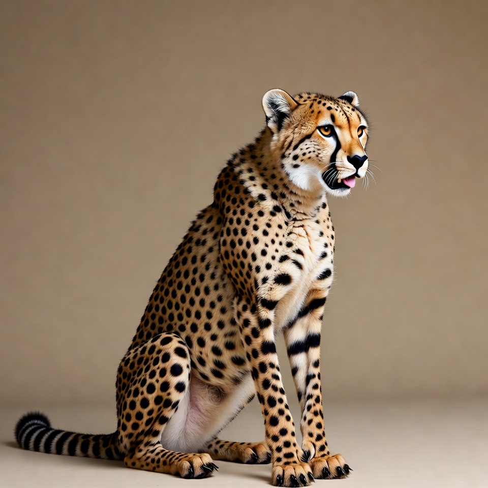 Cheetah sitting on beige background Cheetah sitting on beige background