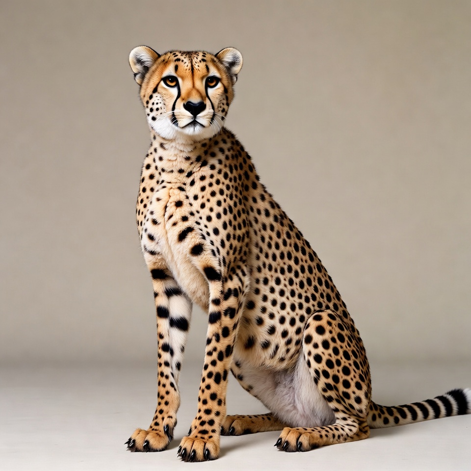 Cheetah sitting on beige background Cheetah sitting on beige background