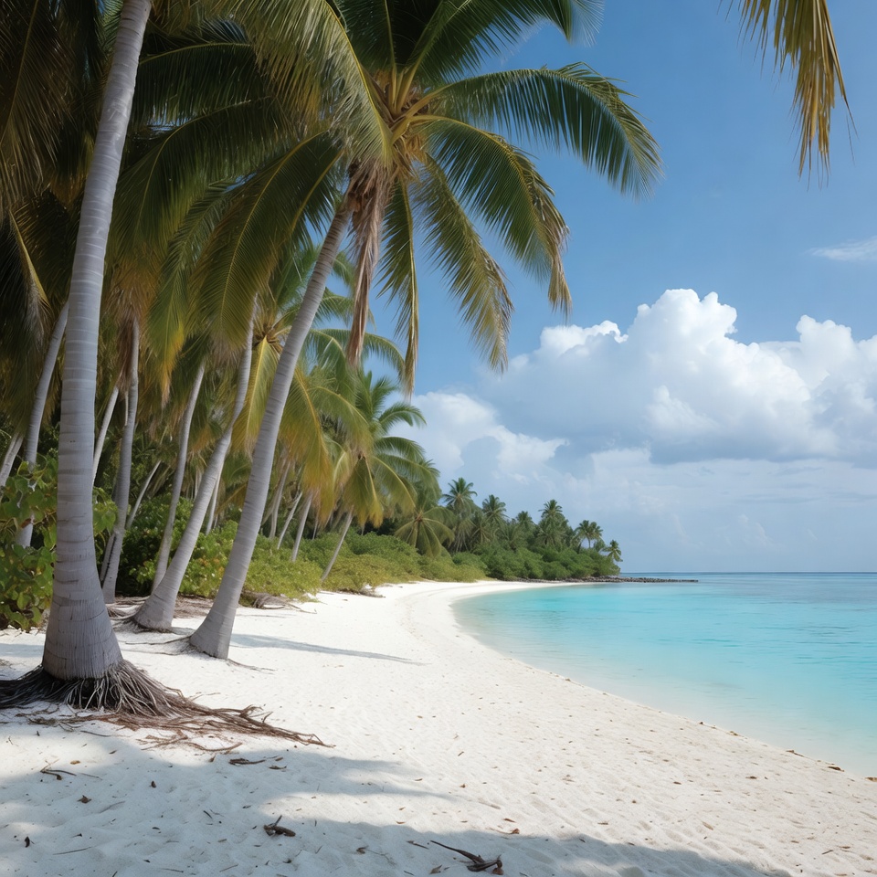 Tropical Palm Beach with Turquoise Water Tropical Palm Beach with Turquoise Water