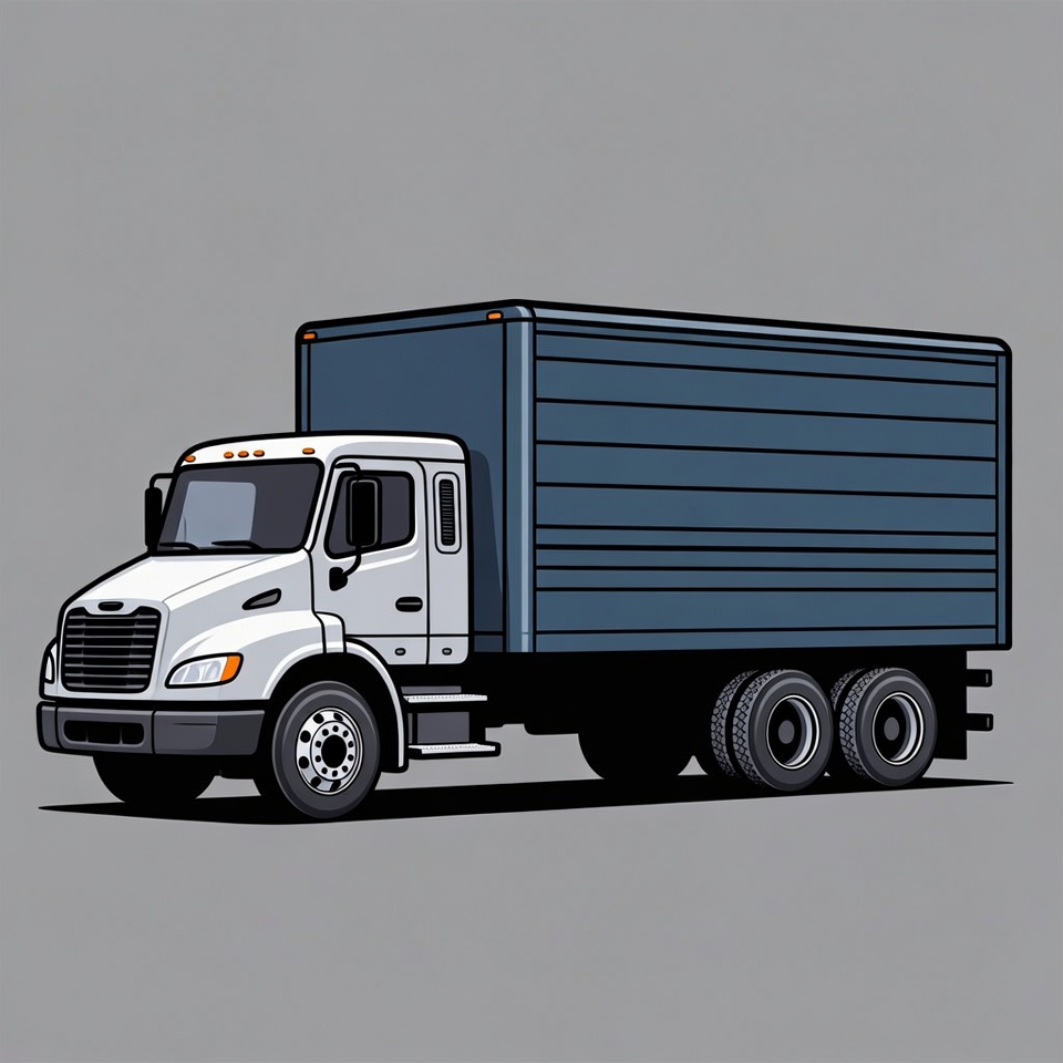 White Cab Blue Box Truck White Cab Blue Box Truck