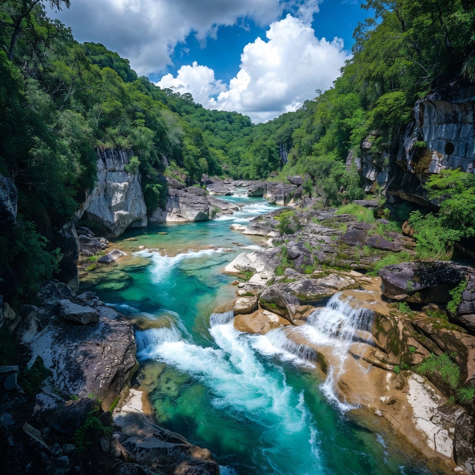 Turquoise River in Lush Canyon Turquoise River in Lush Canyon