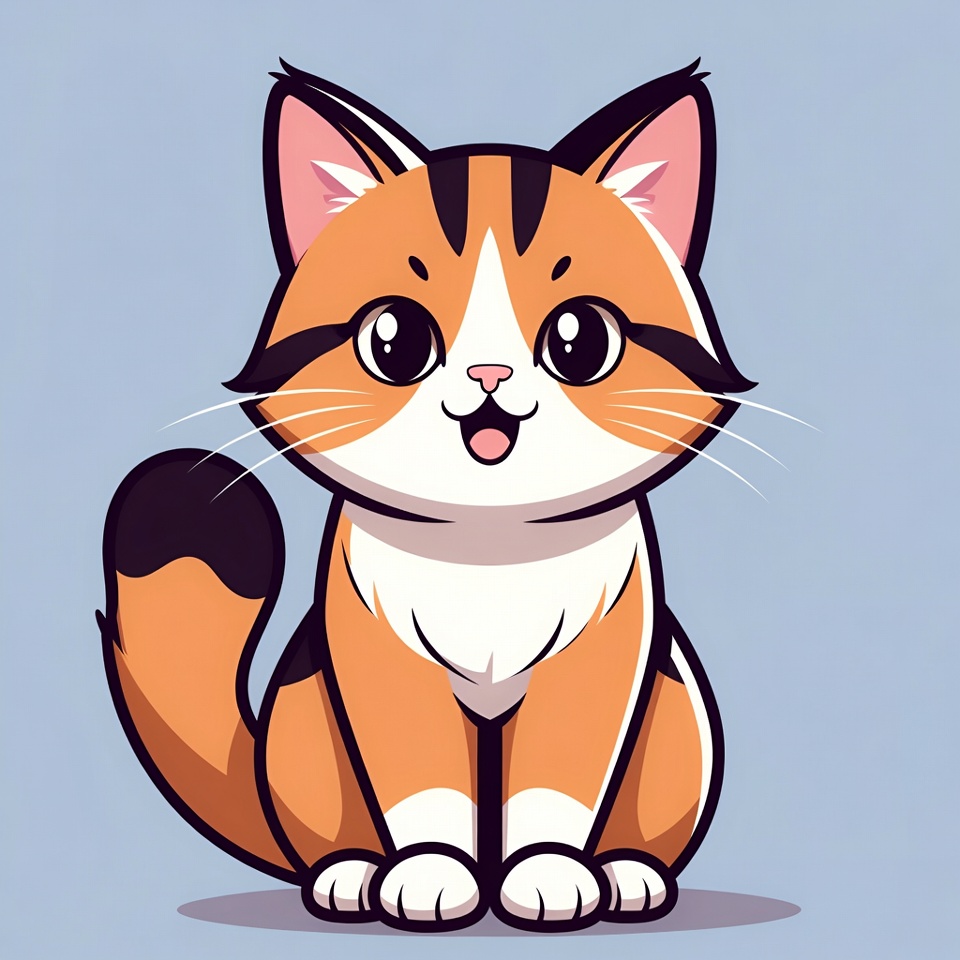 Cute cartoon tabby kitten smiling Cute cartoon tabby kitten smiling