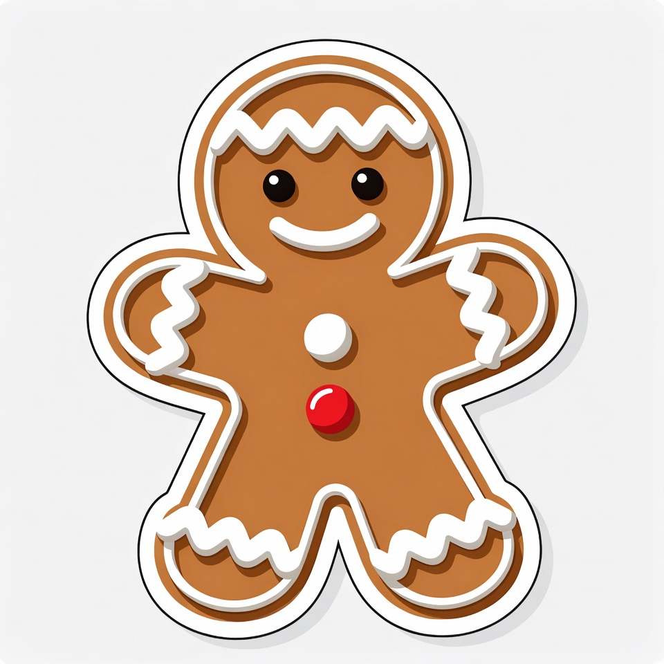 Smiling Gingerbread Man Illustration Smiling Gingerbread Man Illustration