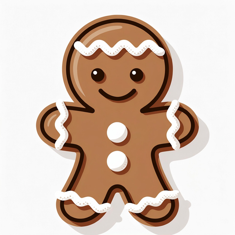 Smiling Gingerbread Man Illustration Smiling Gingerbread Man Illustration