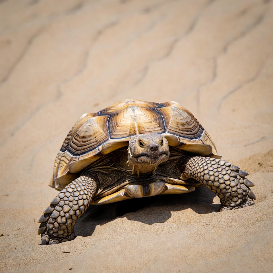Sulcata Tortoise on Sandy Desert Sulcata Tortoise on Sandy Desert