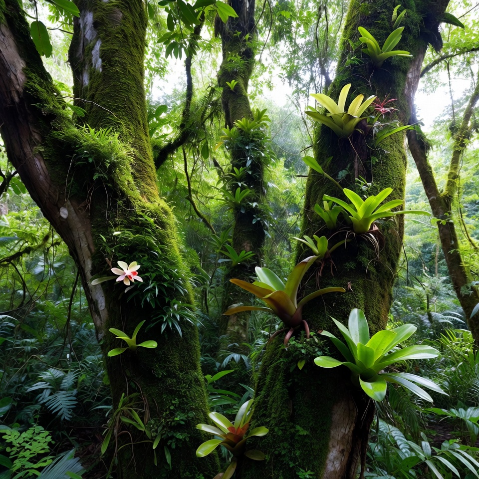 Mossy Trees with Orchids and Bromeliads Mossy Trees with Orchids and Bromeliads