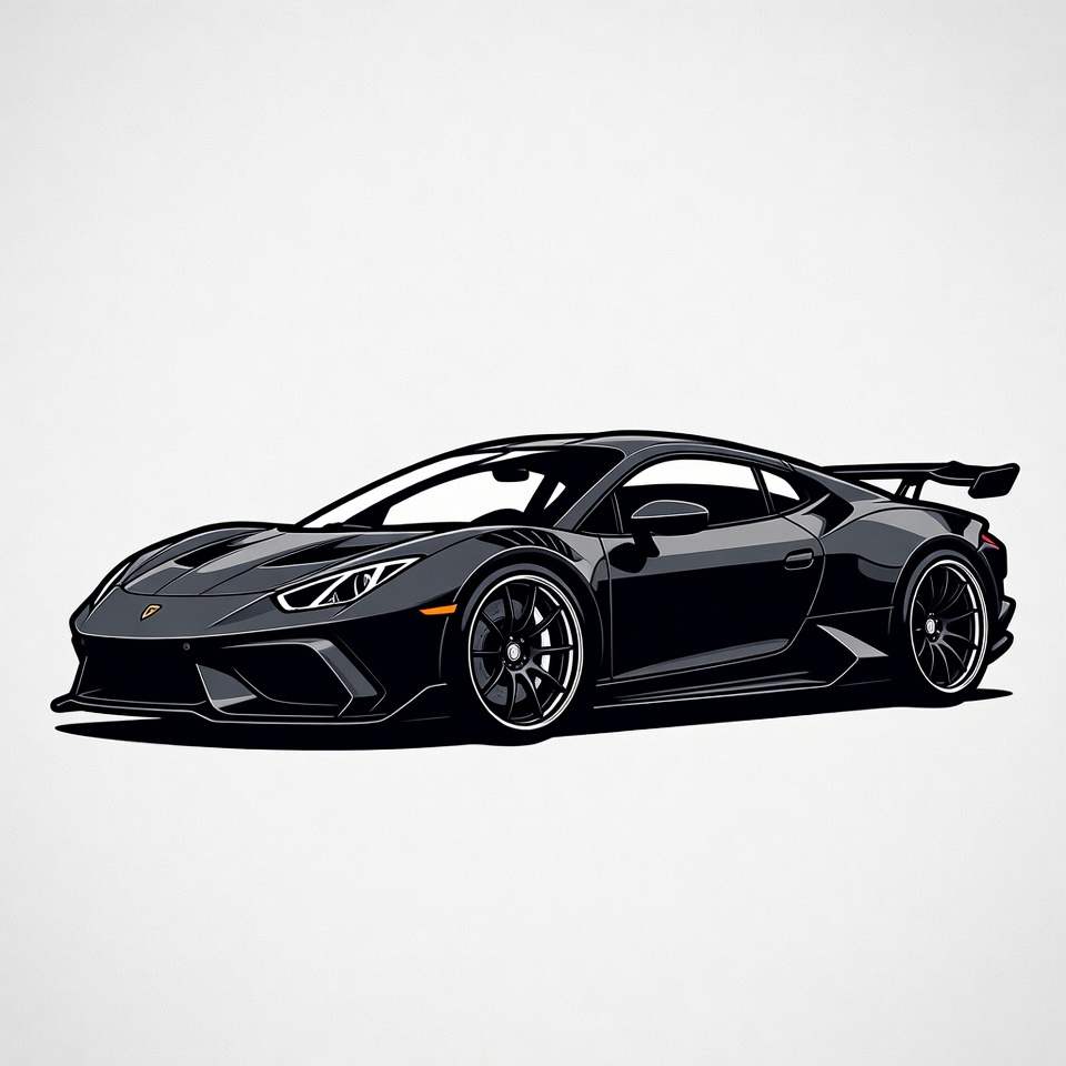Black Lamborghini Huracan STO illustration Black Lamborghini Huracan STO illustration