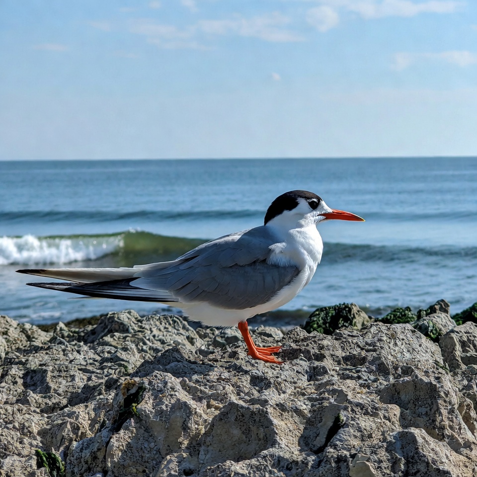 Gull standing on rocky beach Gull standing on rocky beach
