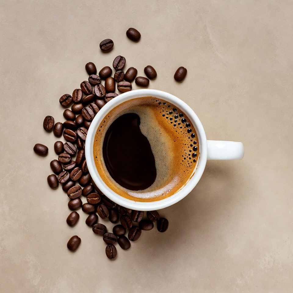 White Cup of Coffee with Beans White Cup of Coffee with Beans