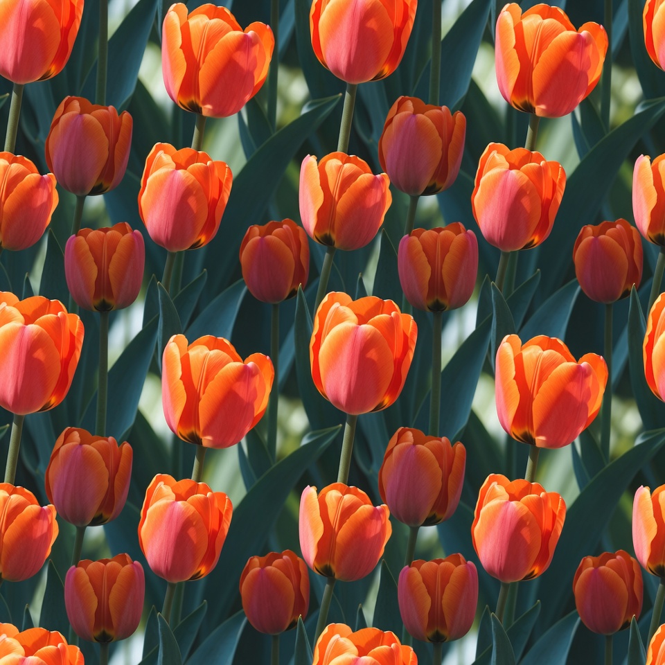 Orange Tulips Seamless Pattern Orange Tulips Seamless Pattern