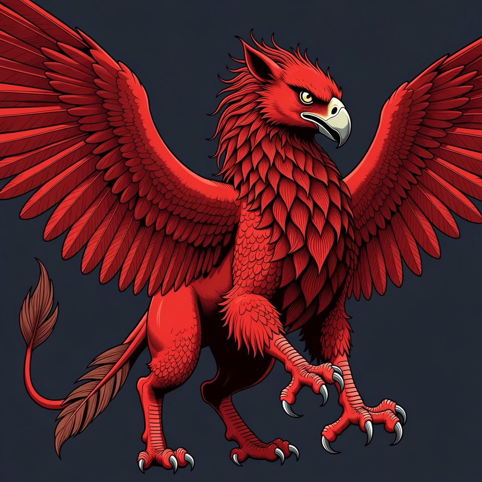 Red Griffin with Spread Wings Red Griffin with Spread Wings
