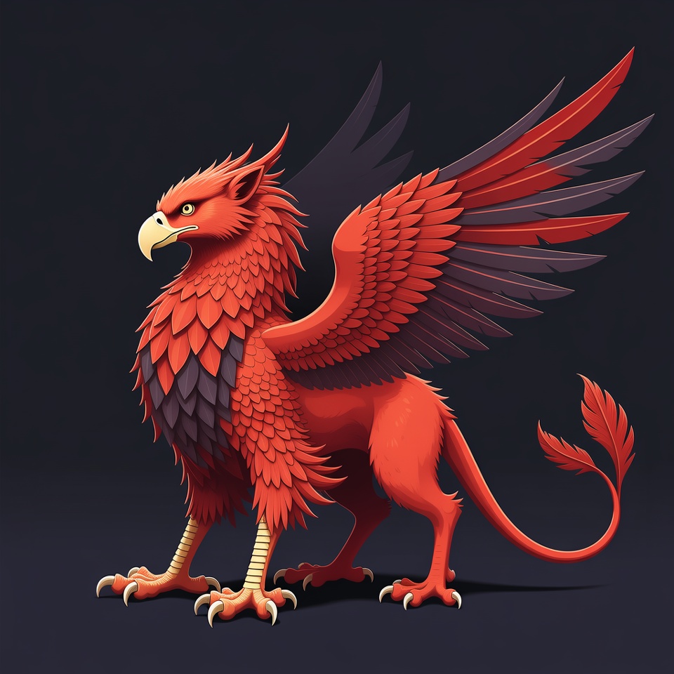 Red Griffin Standing Illustration Red Griffin Standing Illustration