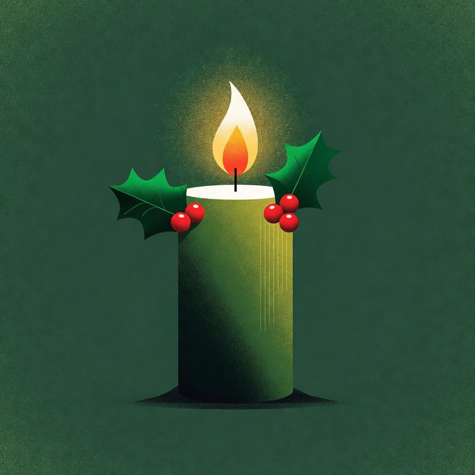 Green Christmas Candle with Holly Green Christmas Candle with Holly