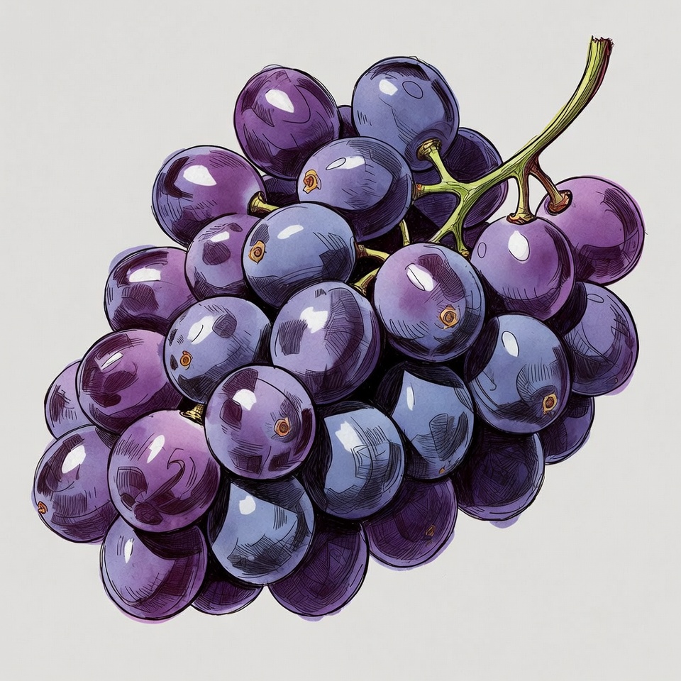 Purple Grapes Bunch Illustration Purple Grapes Bunch Illustration