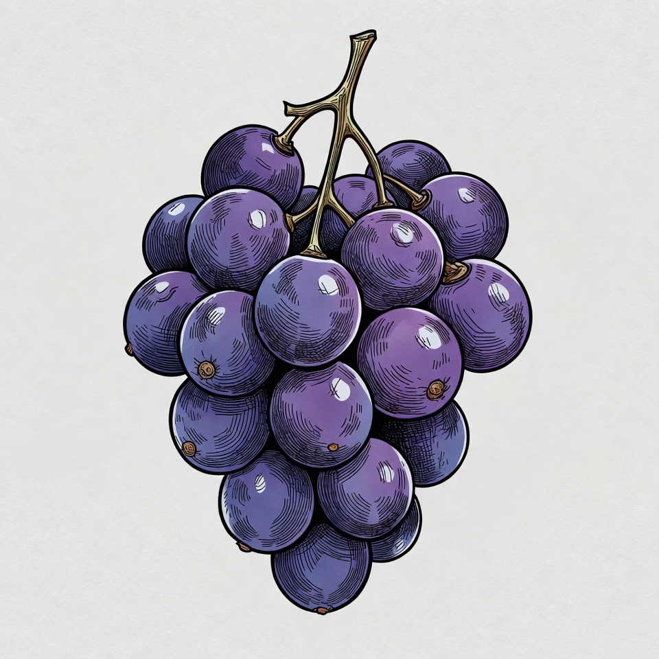 Purple Grapes Bunch Illustration Purple Grapes Bunch Illustration