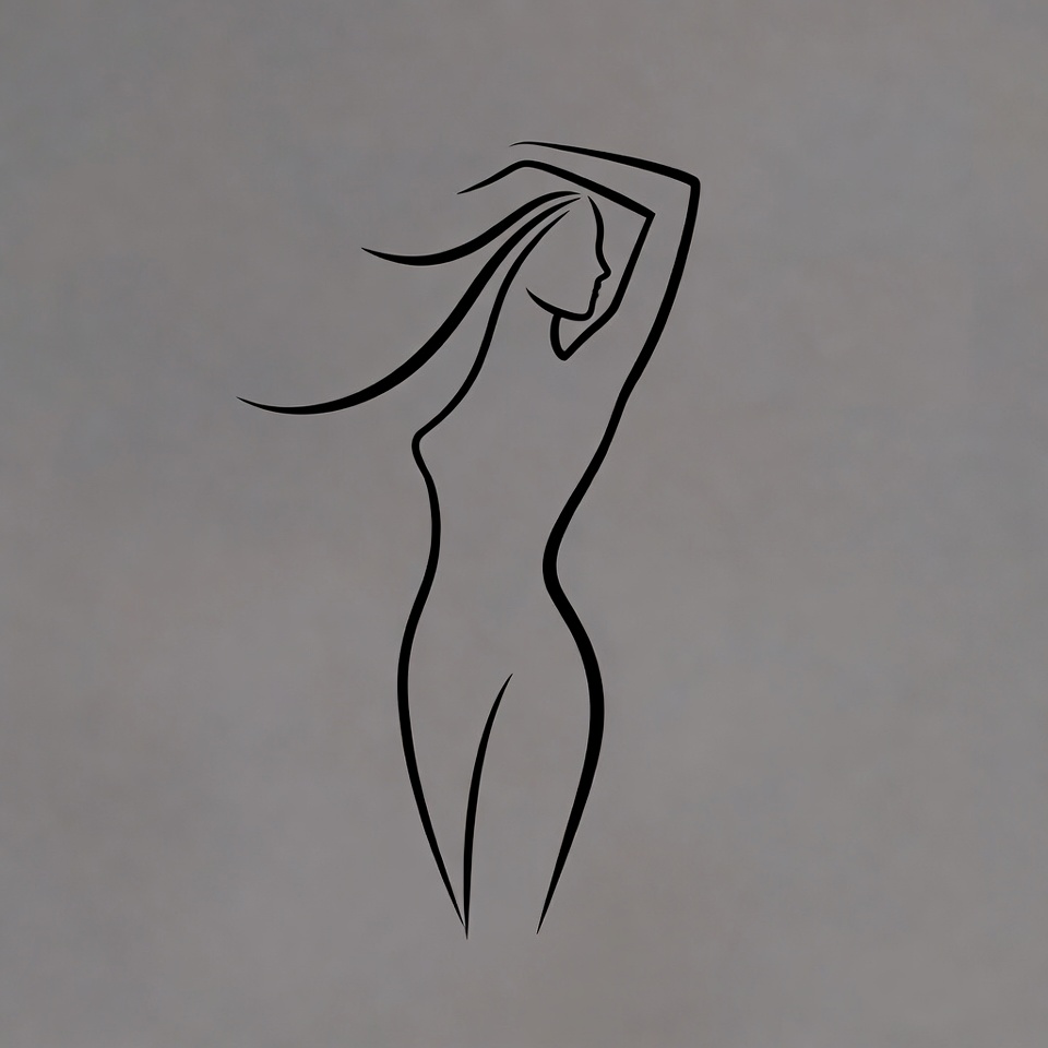 Silhouette of woman with flowing hair Silhouette of woman with flowing hair