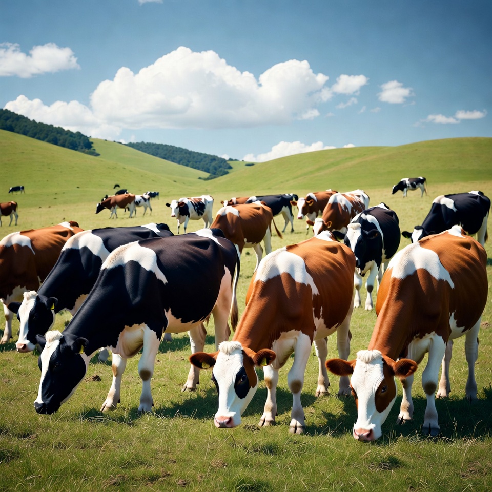 Holstein cows grazing green pasture Holstein cows grazing green pasture