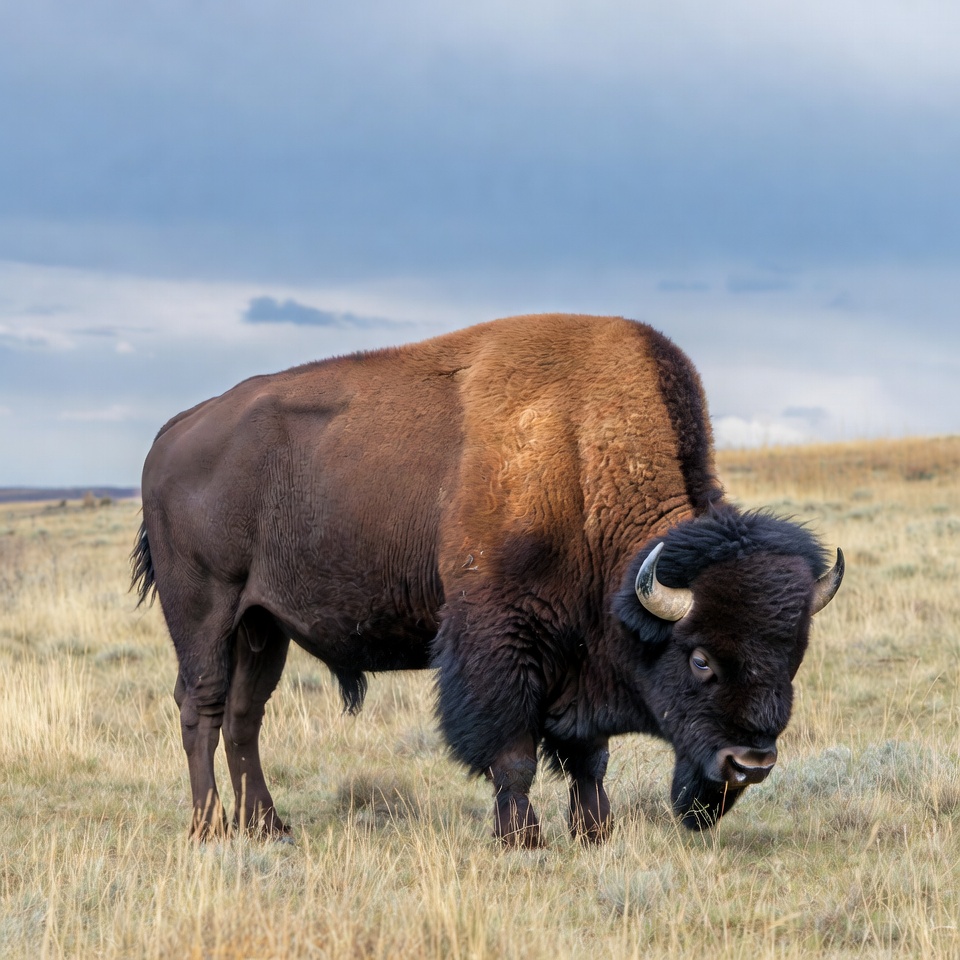 Bison standing in grassy field Bison standing in grassy field