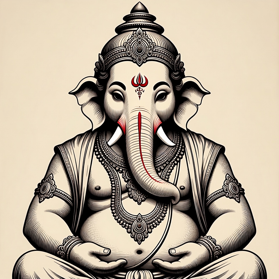 Lord Ganesha Sitting Meditation Illustration Lord Ganesha Sitting Meditation Illustration