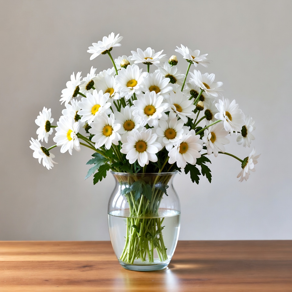 White Daisies in Glass Vase White Daisies in Glass Vase