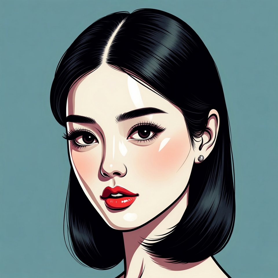 Asian woman with bob haircut Asian woman with bob haircut