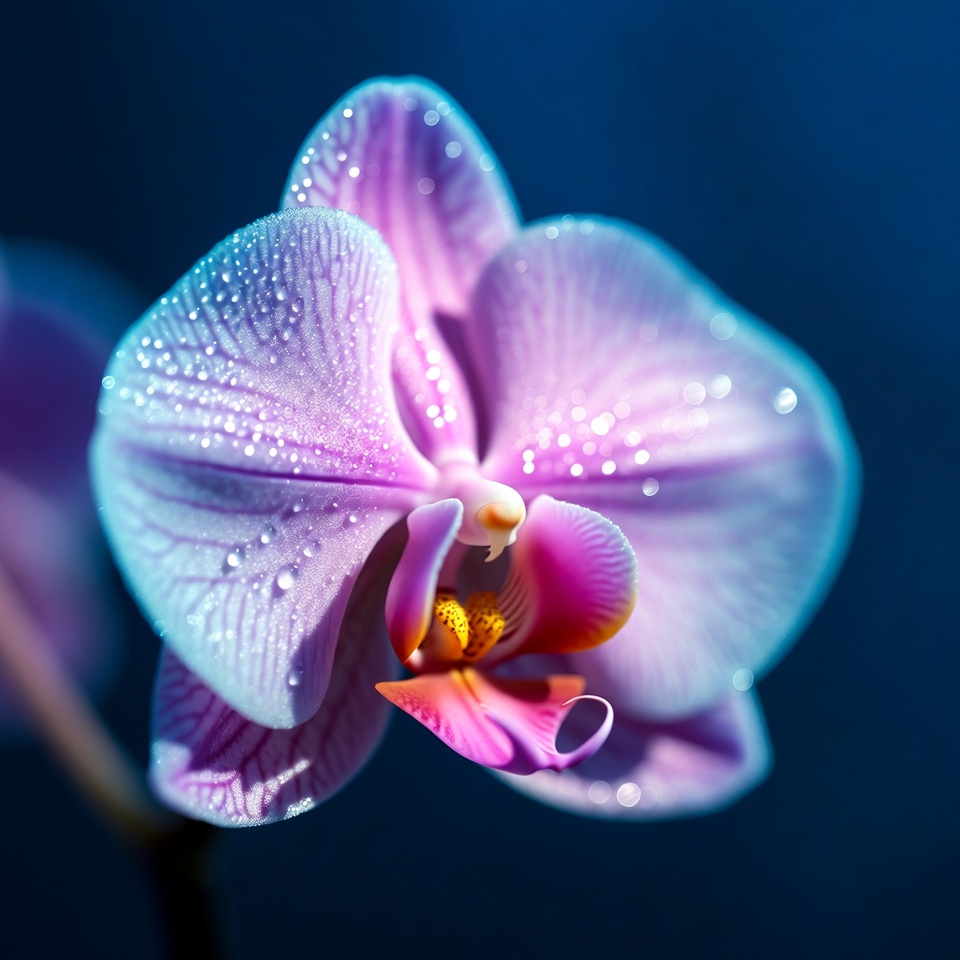 Purple Orchid with Dew Drops Purple Orchid with Dew Drops