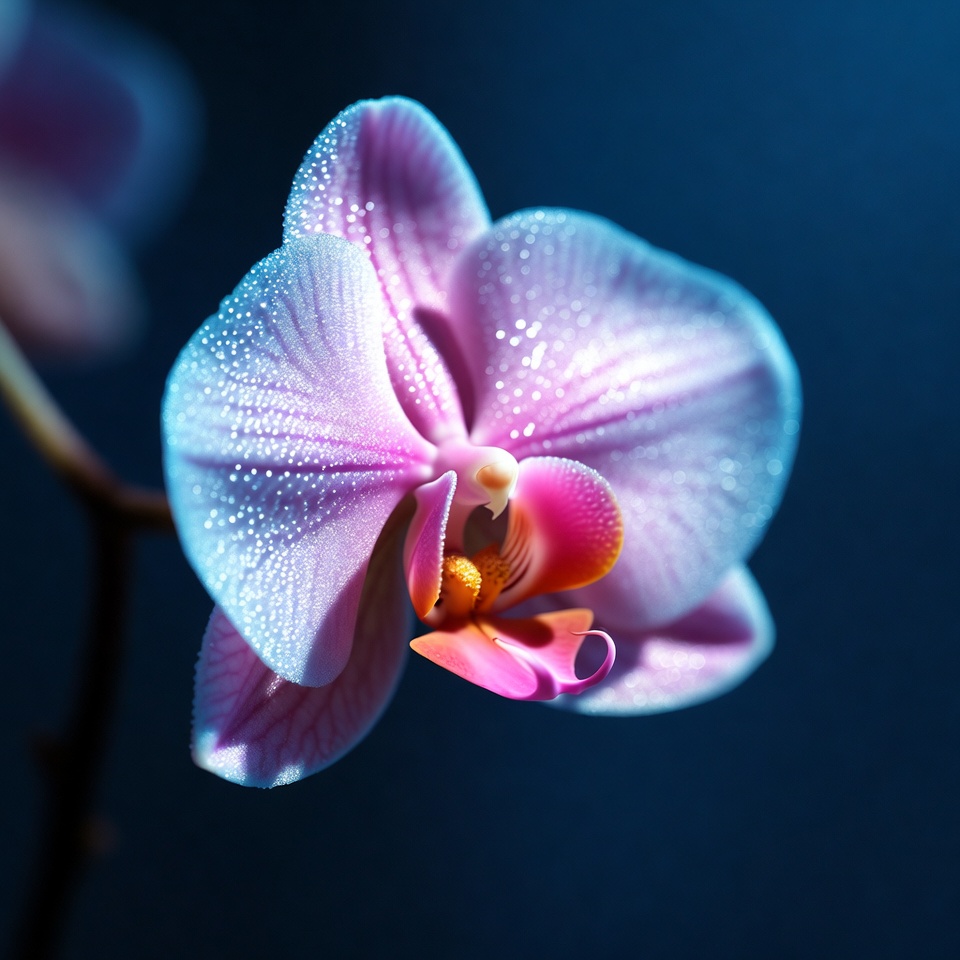 Purple Orchid Flower with Dew Drops Purple Orchid Flower with Dew Drops