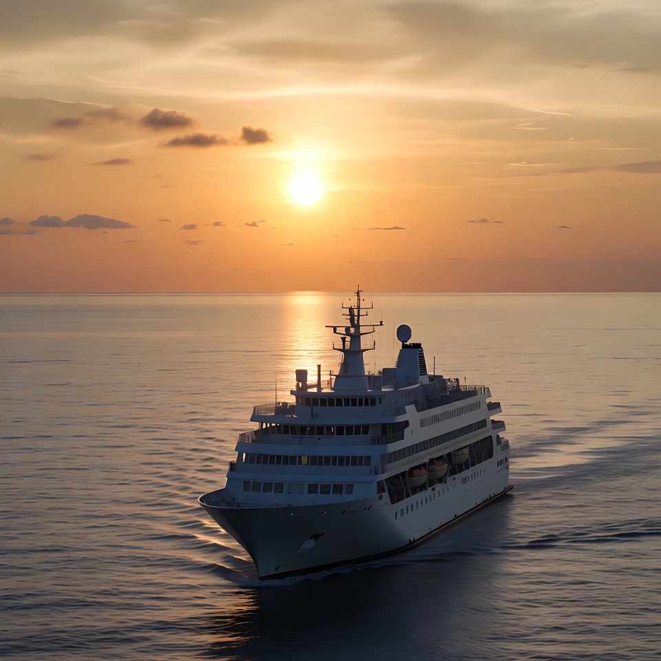 Cruise Ship at Sunset Cruise Ship at Sunset