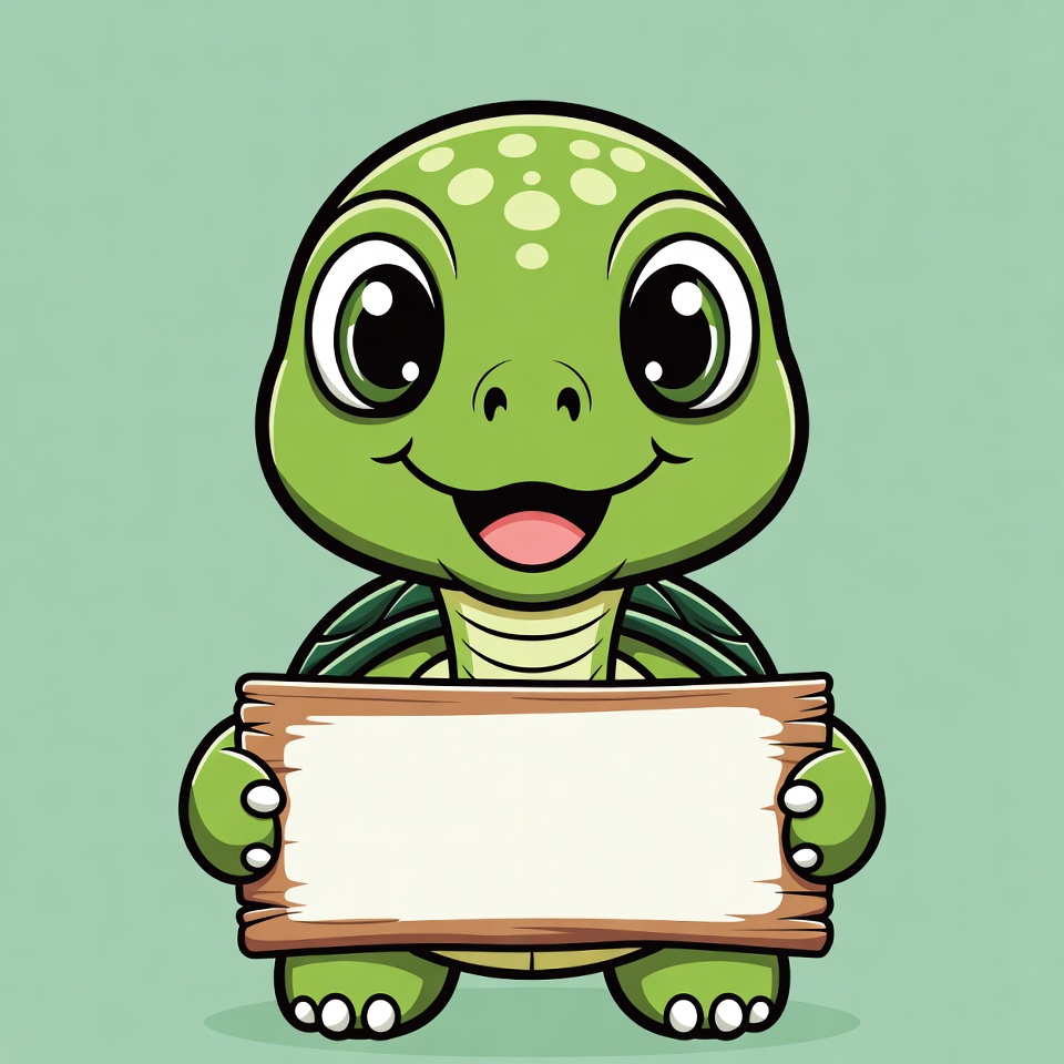 Cute turtle holding blank sign Cute turtle holding blank sign