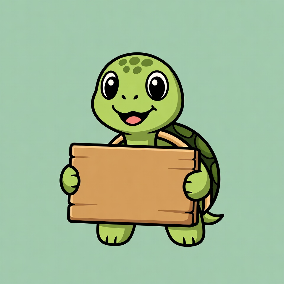 Cartoon turtle holding blank sign Cartoon turtle holding blank sign