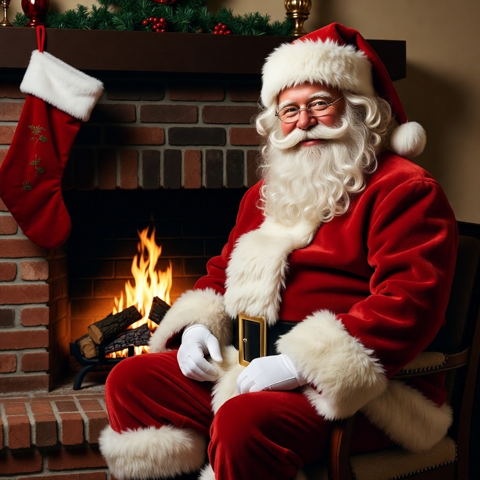 Santa Claus by Fireplace Santa Claus by Fireplace