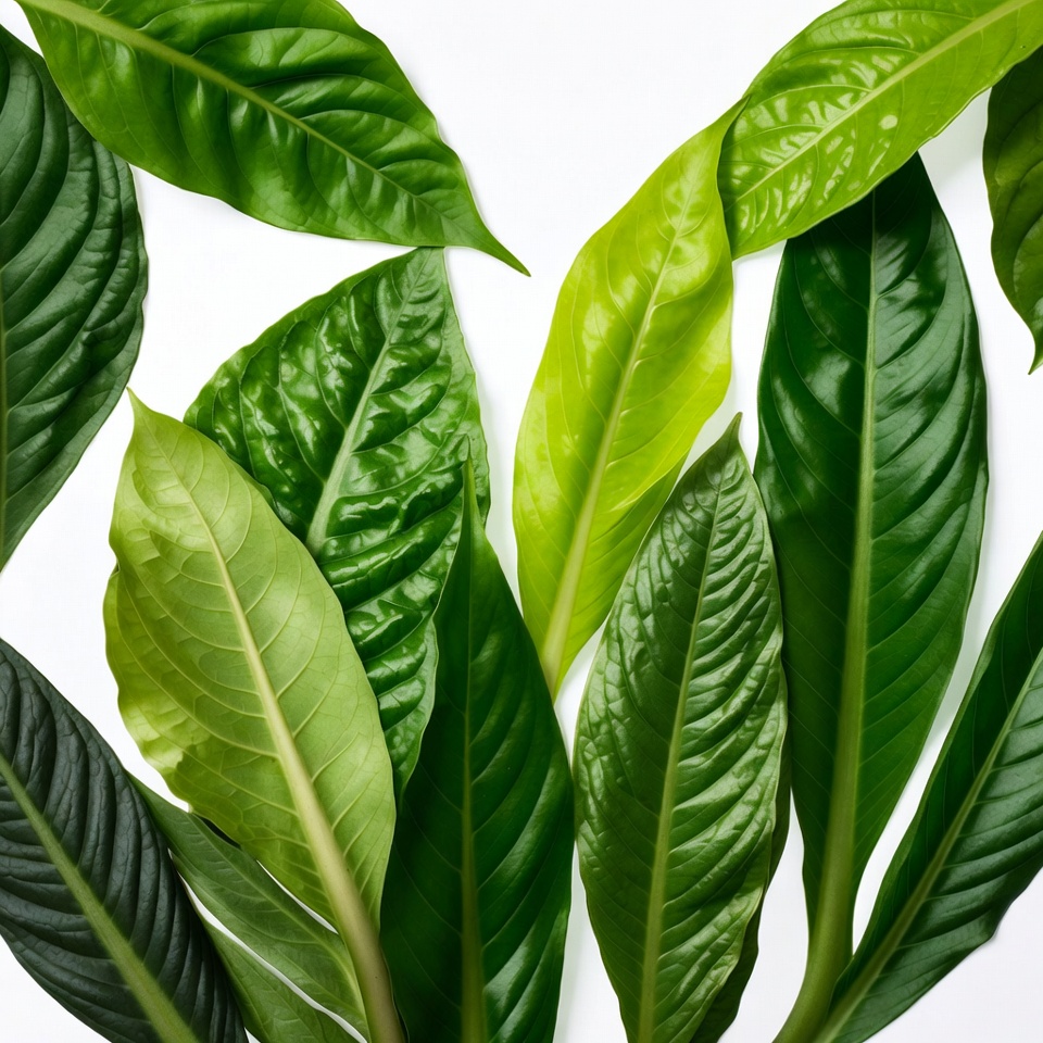Green Leaves on White Background Green Leaves on White Background