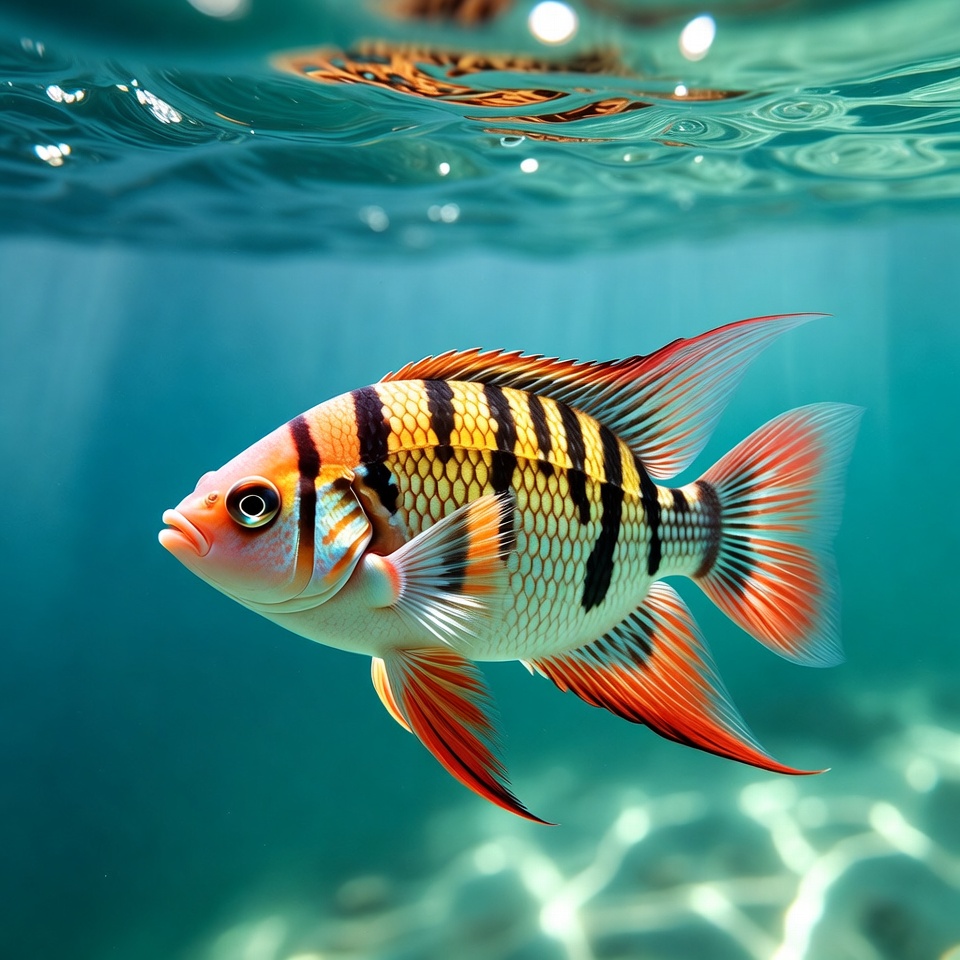 Colorful Angelfish Swimming Underwater Colorful Angelfish Swimming Underwater