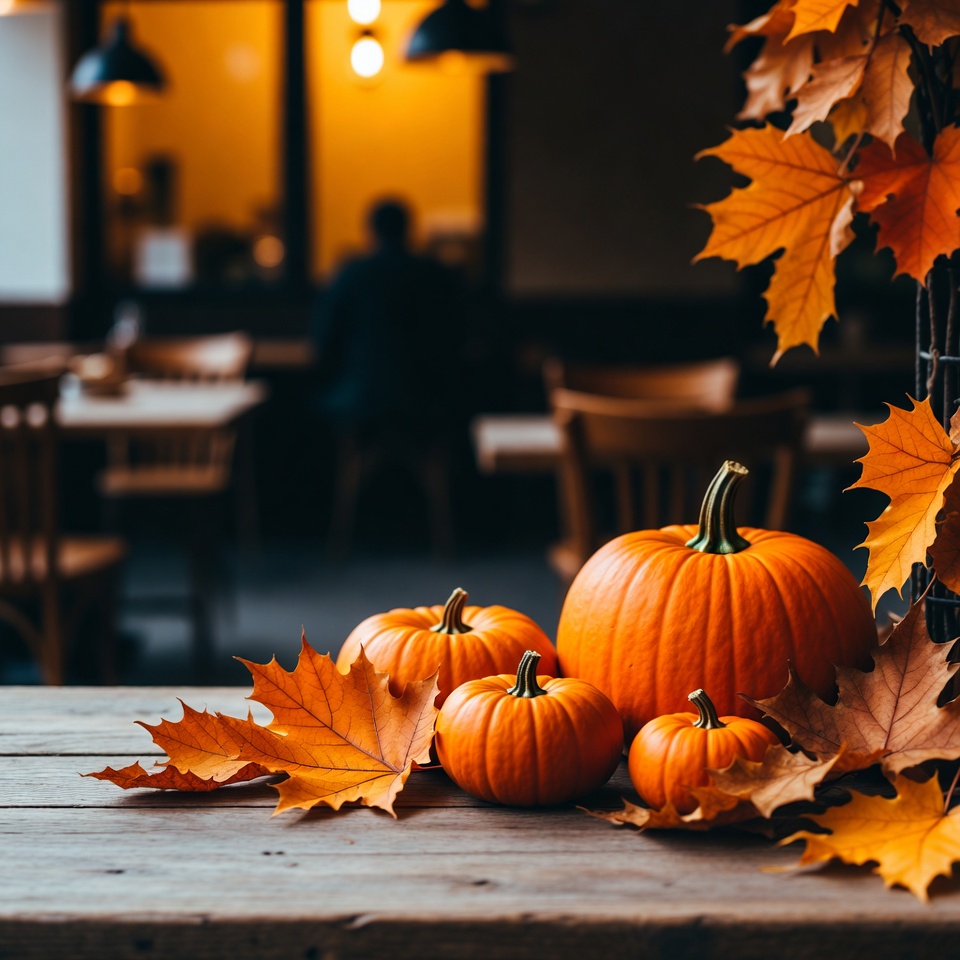 Autumn Pumpkins with Fall Leaves Autumn Pumpkins with Fall Leaves