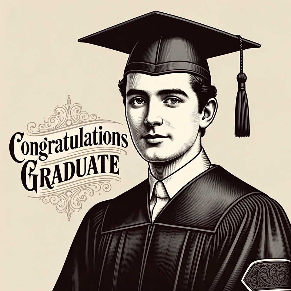 Young man in graduation gown Young man in graduation gown