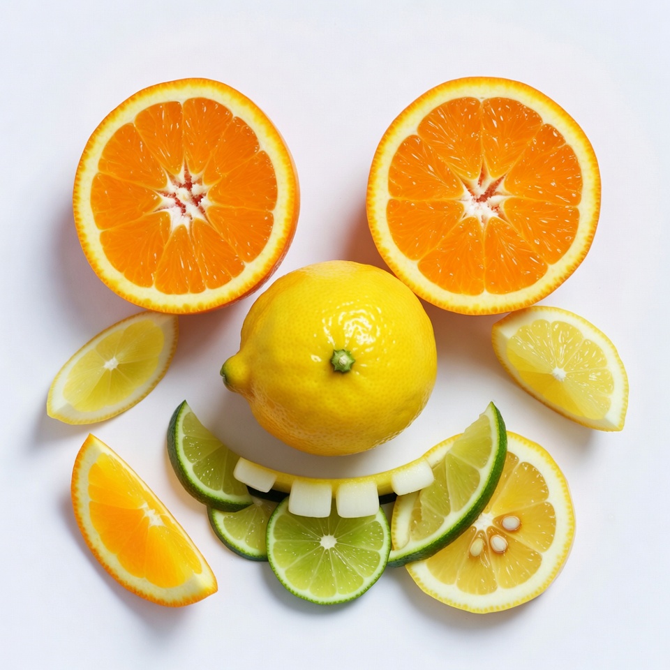 Fruit Smile Face with Oranges Lemons Limes Fruit Smile Face with Oranges Lemons Limes