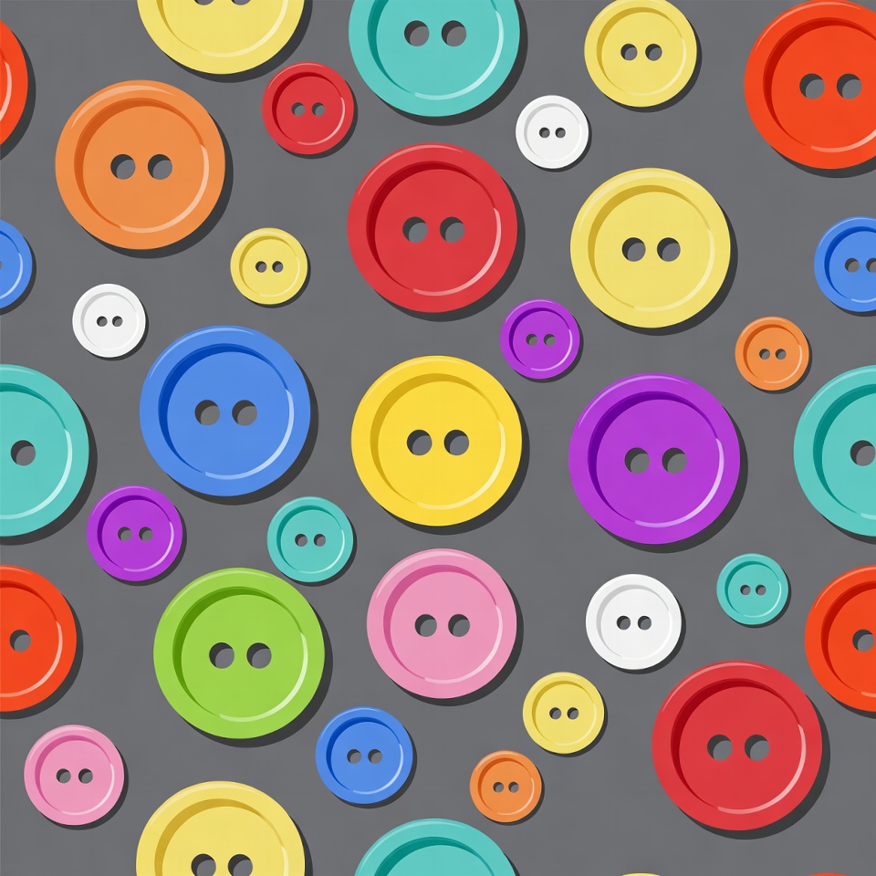 Colorful Buttons Scattered on Gray Background Colorful Buttons Scattered on Gray Background