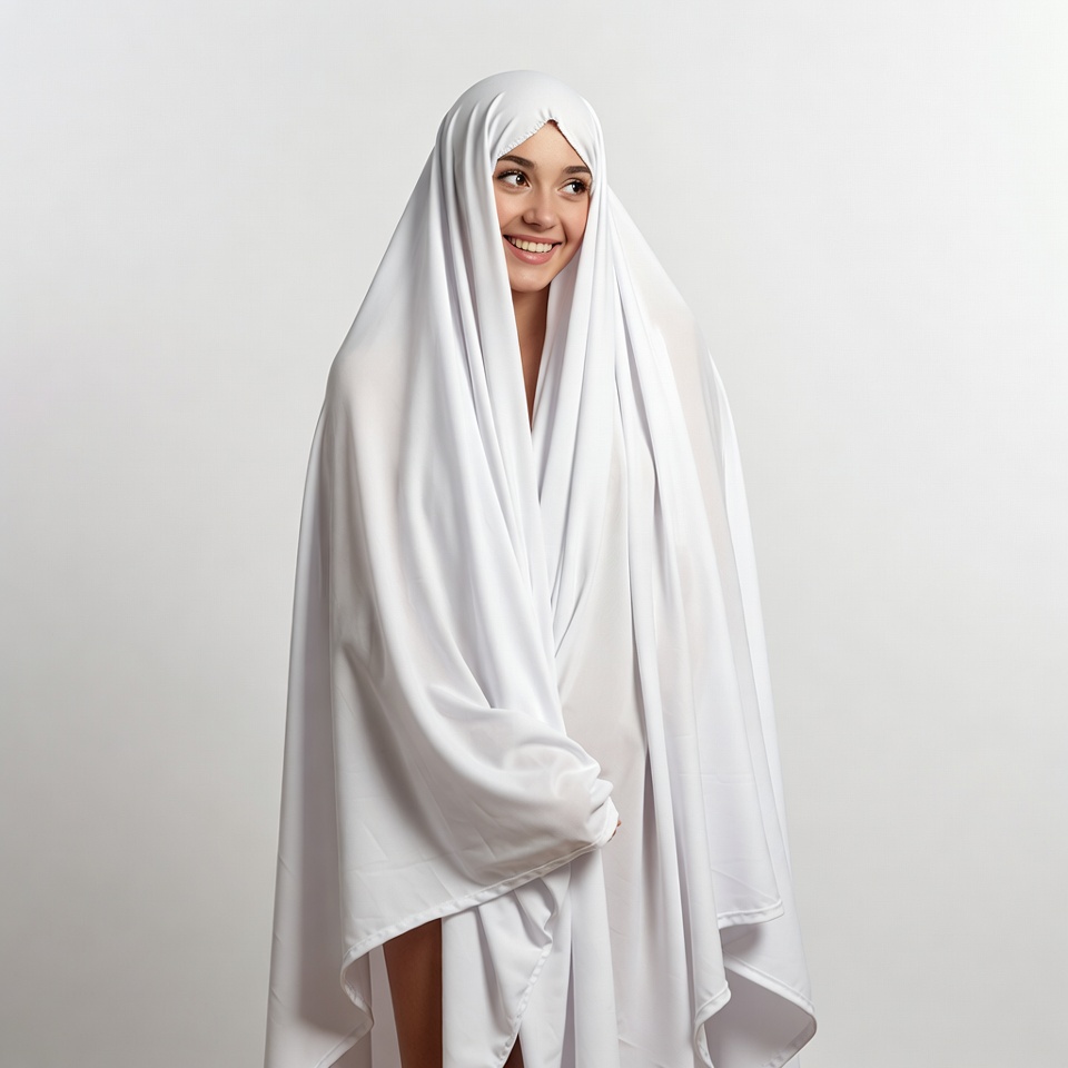Smiling woman in white hijab Smiling woman in white hijab