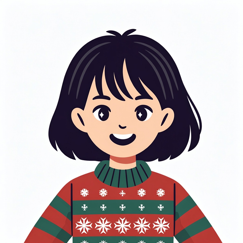 Girl in Christmas Snowflake Sweater Girl in Christmas Snowflake Sweater