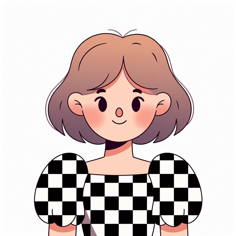 Smiling girl in checkered blouse illustration Smiling girl in checkered blouse illustration
