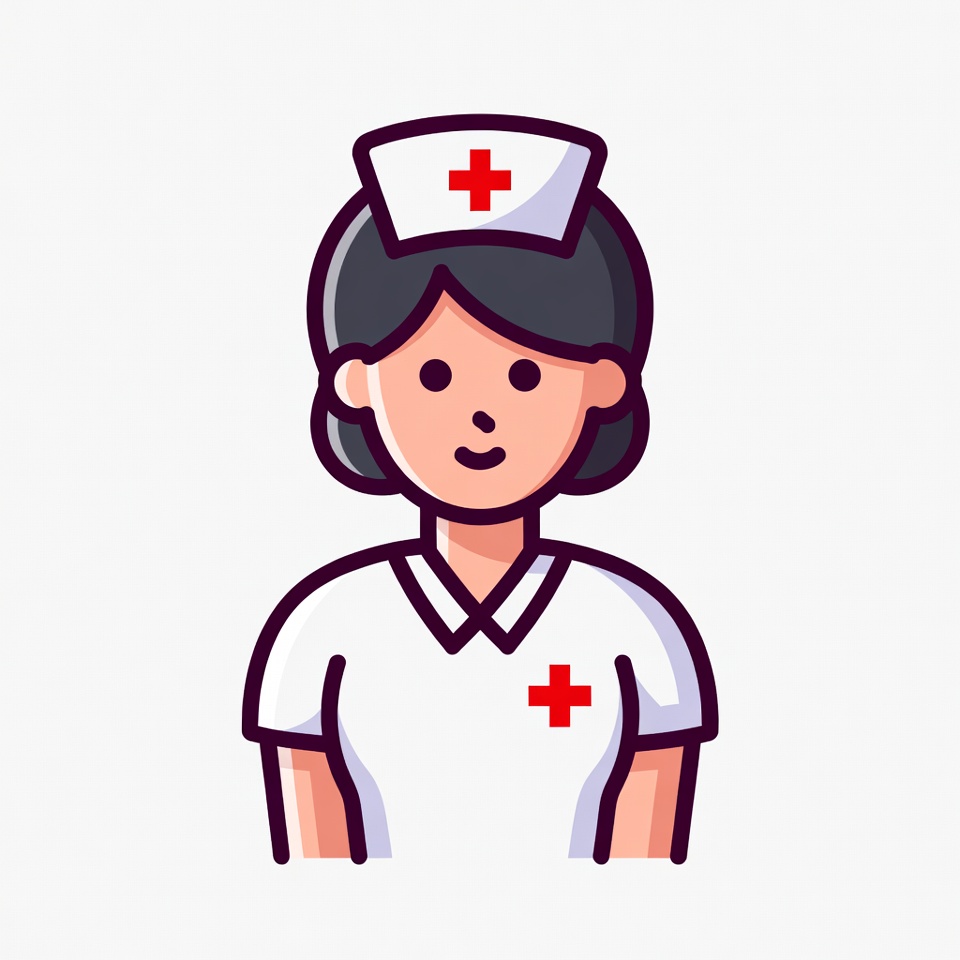 Cartoon nurse with red cross hat Cartoon nurse with red cross hat