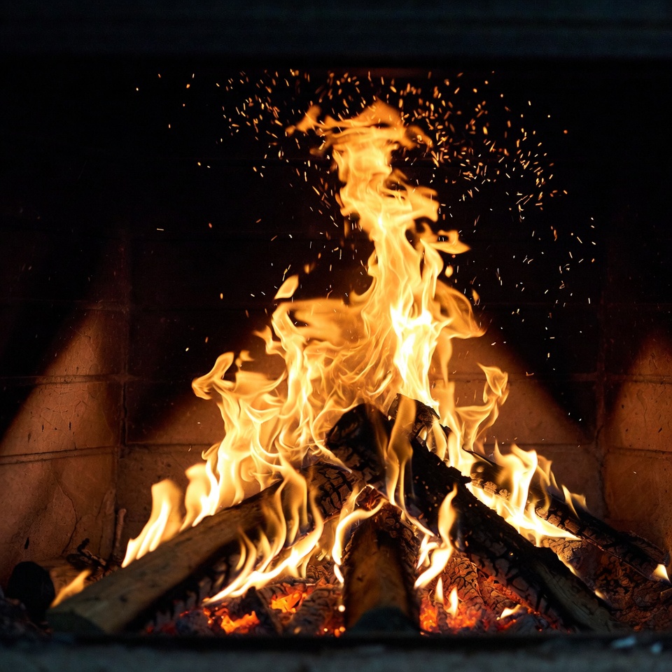 Burning Fire in Fireplace Burning Fire in Fireplace