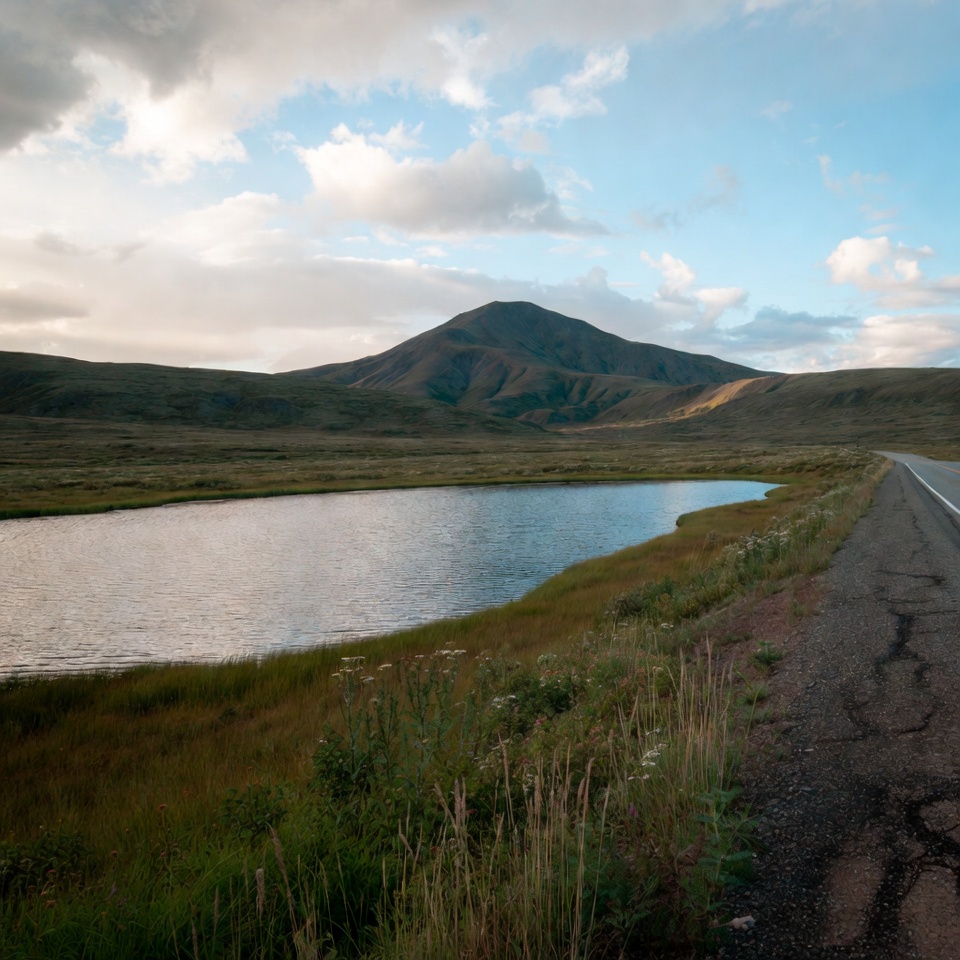 Mountain Lake Beside Winding Road Mountain Lake Beside Winding Road